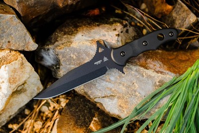 TOPS Abaniko Fixed Knife 6.38'' Full Tang 1095HC Steel Blade Black G10 Handle