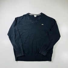 Lacoste Sweater Black V Neck Croc Logo Men  s Size XL 6