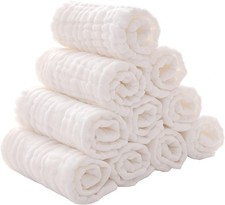 Baby Muslin Washcloths -6 Layer Soft Absorbent Face Towel - Natural Newborn