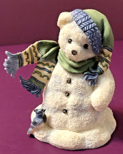 SNOWMAN BEAR with Blue Jay Bird Cherished Teddies Figurine 269905 with Box