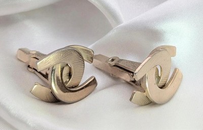 Vintage Gold Plate Interlocking Horseshoe Cufflinks - Classic Mid-Century Design