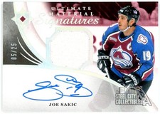 Joe Sakic 2020-21 Upper Deck Ultimate Collection Patch Auto Card #UMS-JS 05/25