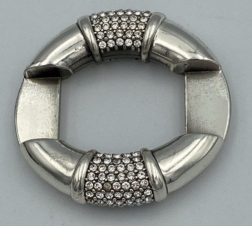 Pulsera Brighton Segovia Arcos Cuero Gris Plata Cristal Centro M/L - Imagen 15 de 17