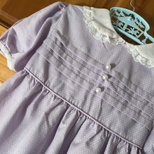 Vintage Rare Editions lilac Swiss dot girls dress, matching purse, 1960s size 5