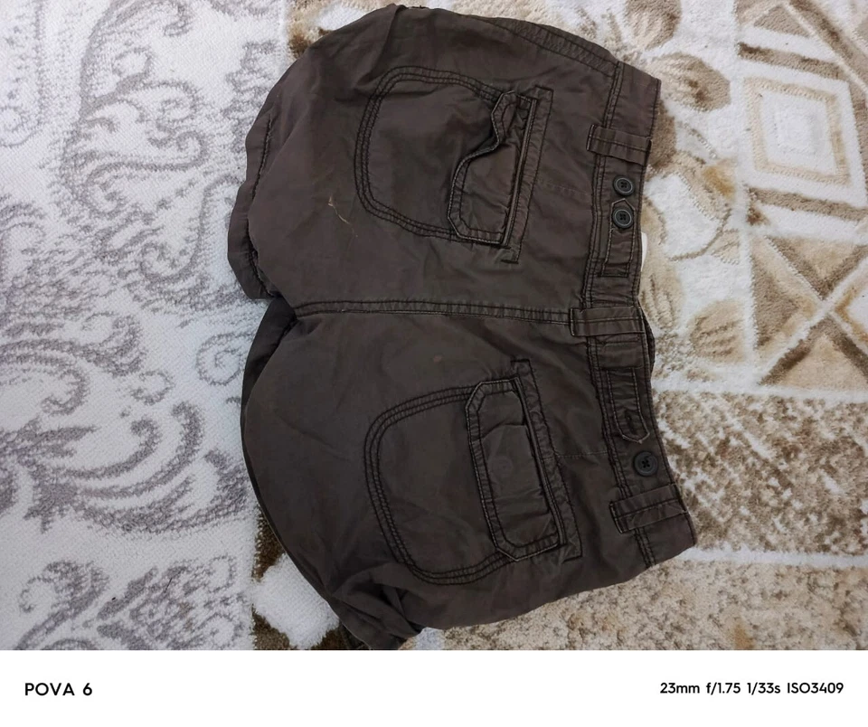 Pantalones Cortos Mujer Marrón Playa A Fiesta Bolsillos Lino Informal Carga Foto 2 de 4