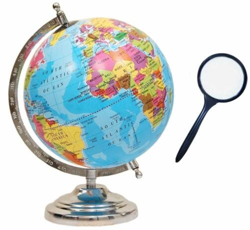 World Globe 8 inch for Kids for School, Study Room with Magnifying Glass KU - Afbeelding 1 van 3