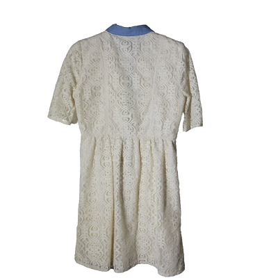 I Heart Ronson Cream Size 8 Lace Lined Midi Dress Short Sleeve | eBay