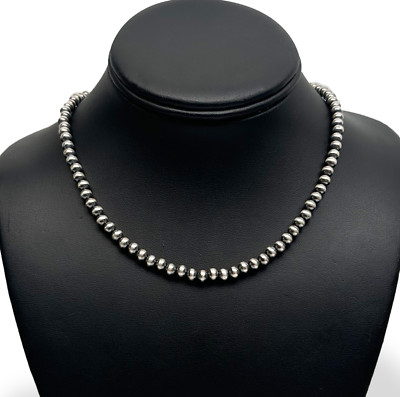Southwestern 7mm Sterling Silver Pearls 18'' Hook & Eye Cone Necklace