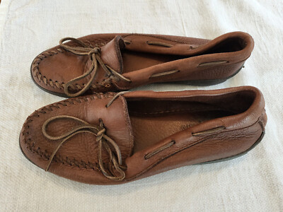 Minnetonka leather moccasins brown, vintage Vintage Minnetonka Leather Moccasins - 80 main image 4