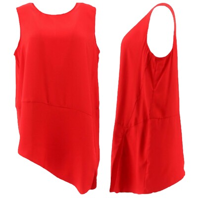 DG2 Diane Gilman Asymmetric Sleeveless Top Blouse Size 4-6 Small Red 645-423