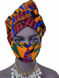 Ankara African Print Head Wraps And Reusable Face Masks With Removable Filters