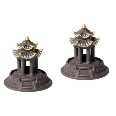  Set of 2 Räucherstäbchenhalter Miniatur-Pagode Aus Sandstein Mit Rückfluss