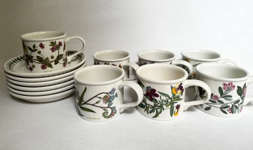 SEVEN (7) Portmeirion Botanic Garden Drum Coffee Tea Mug Sets Saucers Mixed Lot