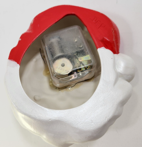 Vintage Ceramic Santa Face Musical Wind Up Nose w/Stand Plays Jingle Bells READ! - Picture 9 of 21