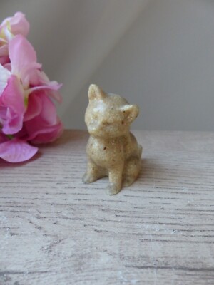 Miniatur Katze Figur aus geklebtem Sand, Sammlung Katze Handarbeit Vintage