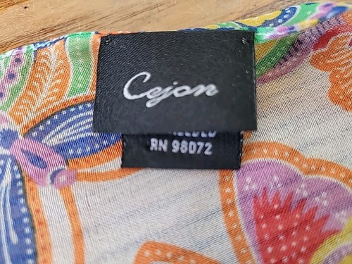 Cejon Scarf Multicolor Floral Rectangle Lightweight Sheer 13x62" Butterlies - Picture 3 of 5