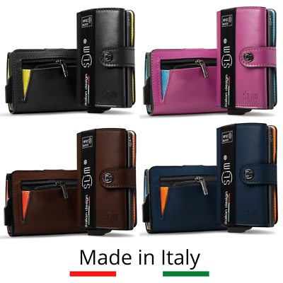BEWMER Porta Carte di Credito 1 ZIP Schermato Portafoglio Slim da Uomo e Donna P