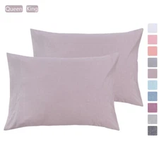 Washed Cotton 2 Pack Side Envelope Closure Pillowcases Shrink Resistant