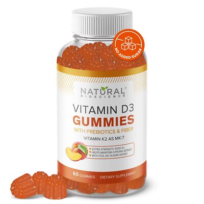 Sugar Free Vitamin D3 K2 Gummies - Vitamin D3 Gummies 5000 IU+K2 MK7 80 mcg K...