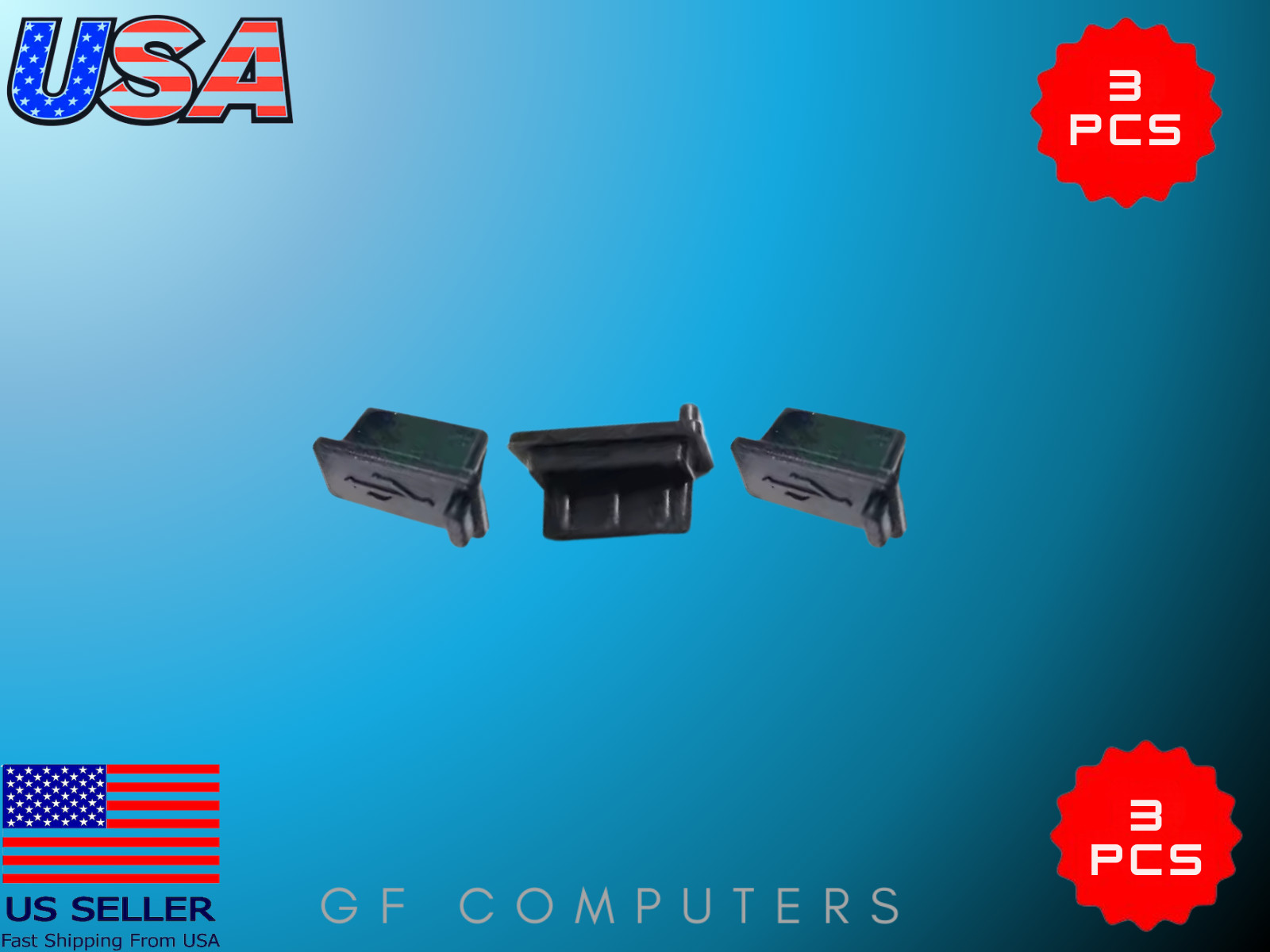 3x USB 2.0 / 3.0 Anti-Dust Port Plug Cover Cap - Black, White, Clear Colors