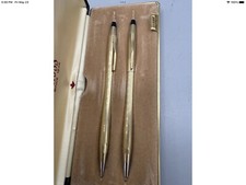 Cross Pen Pencil Set Gold filled 1/20 10kt Vintage Ballpoint w/Case Made in USA