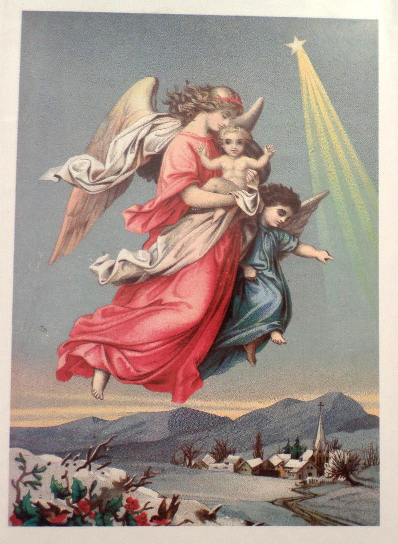 Victorian Lithograph Print Picture Guardian Angel With Children 5