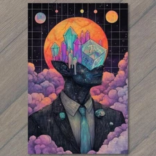 Art Print Alien Creature Moonlight Crypto Galaxy Sci-Fi Business Suit Geometric