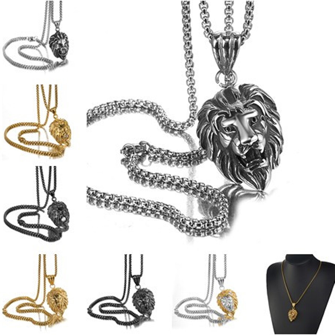 HipHop Jewelry Stainless Steel Lion Pendant Necklace For Coo Men