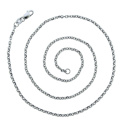 24'' Cable Rolo Link Chain Necklace 14K White Gold