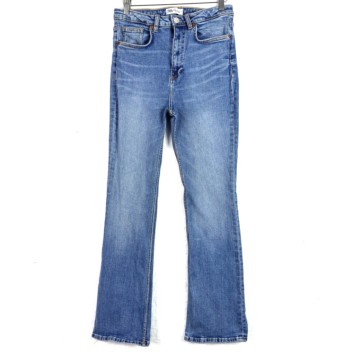 Zara High Rise Flare Jeans Womens Blue Stretch Denim Y2K 90s