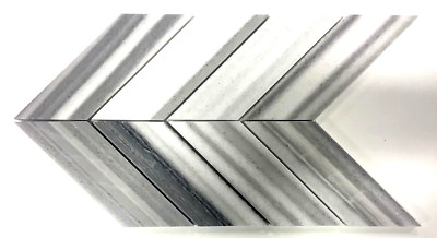 Gray Silver Chevron Marble 9X15 Mosaic Wall and Floor Tile Backsplash Bath