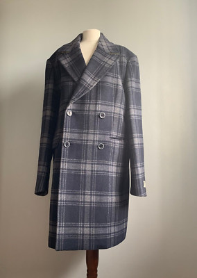 SPITALFIELDS CLOTHING WOLLMANTEL 46 44 Reg Long Jacke Trench Over Luxus Karo
