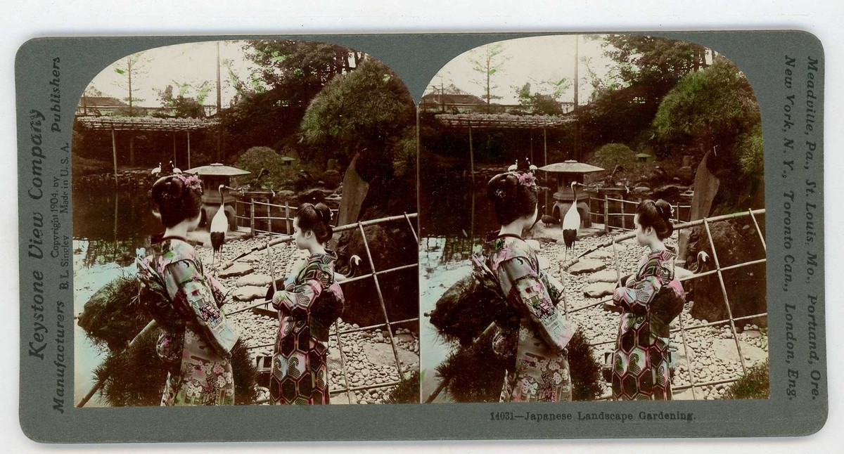 ヤヨマウンテンビューページ Japan JAPANESE LANDSCAPE GARDENING Tinted Stereoview 14031