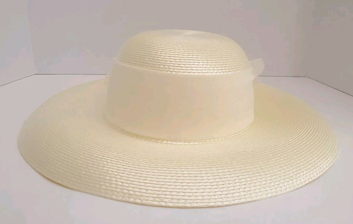 Vintage Marionette Wide Brim Womens Hat W/ Box Ivory Floral  display picture 1