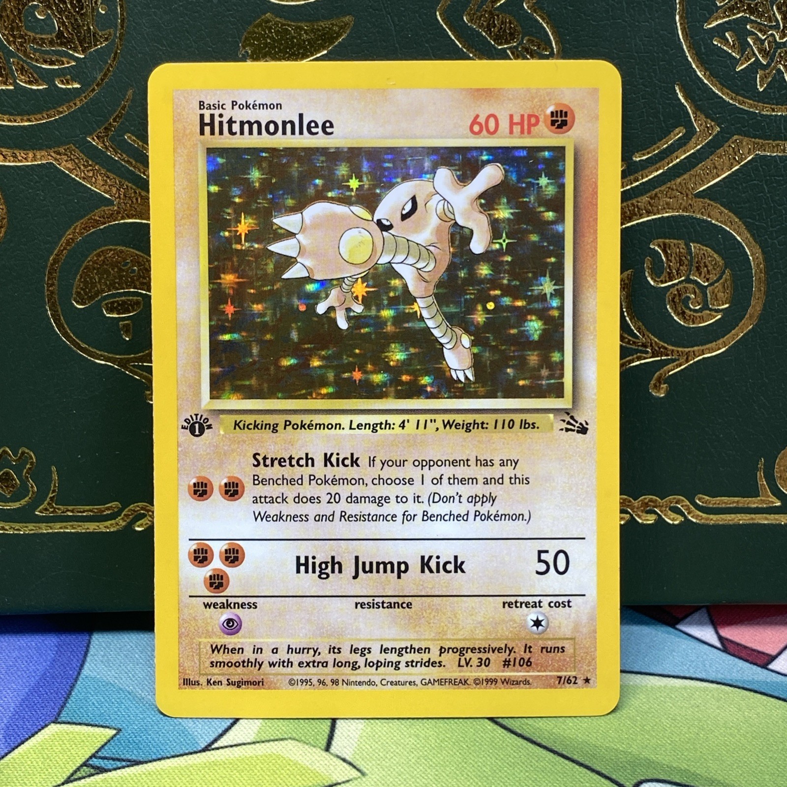 Hitmonlee 7/62 Holo - 1st Edition - NM - Holo - Fossil - 1999