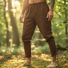 Mens Medieval Viking Pants Cotton Blend Renaissance Ren Faire Costume LARP Trous