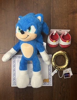Build A Bear Sonic The Hedgehog 3 Stuffed Plush + Shoes & Gold Ring New IN HAND