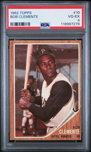 1962 Topps Baseball #10 Roberto Bob Clemente Pittsburgh Pirates HOF PSA 4 VG-EX