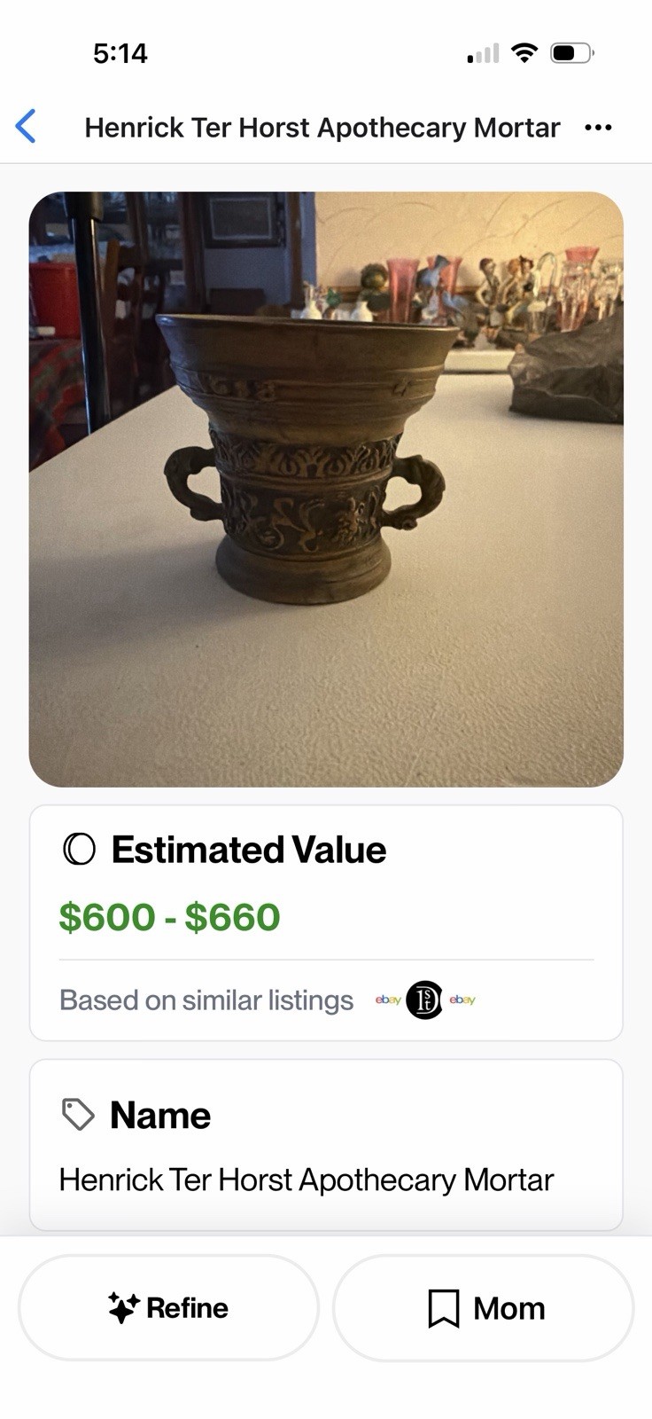 Henrick Ter Horst Vintage Brass Apothecary Mortar Collectible Decorative Object