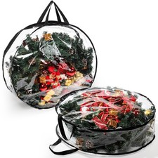 Hedume 2 Pack Wreath Storage Bag, 30" X 8" Clear 30 inches x 8 inches,