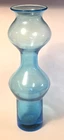 Greenwich Flint Craft Glass Blue double bubble Vase 14.25” MCM Blenko Era  VGC