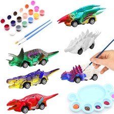 6 Pack Painting Dinosaur Pull Back Car Toys Arts And Crafts For Kids Age 312 Diy