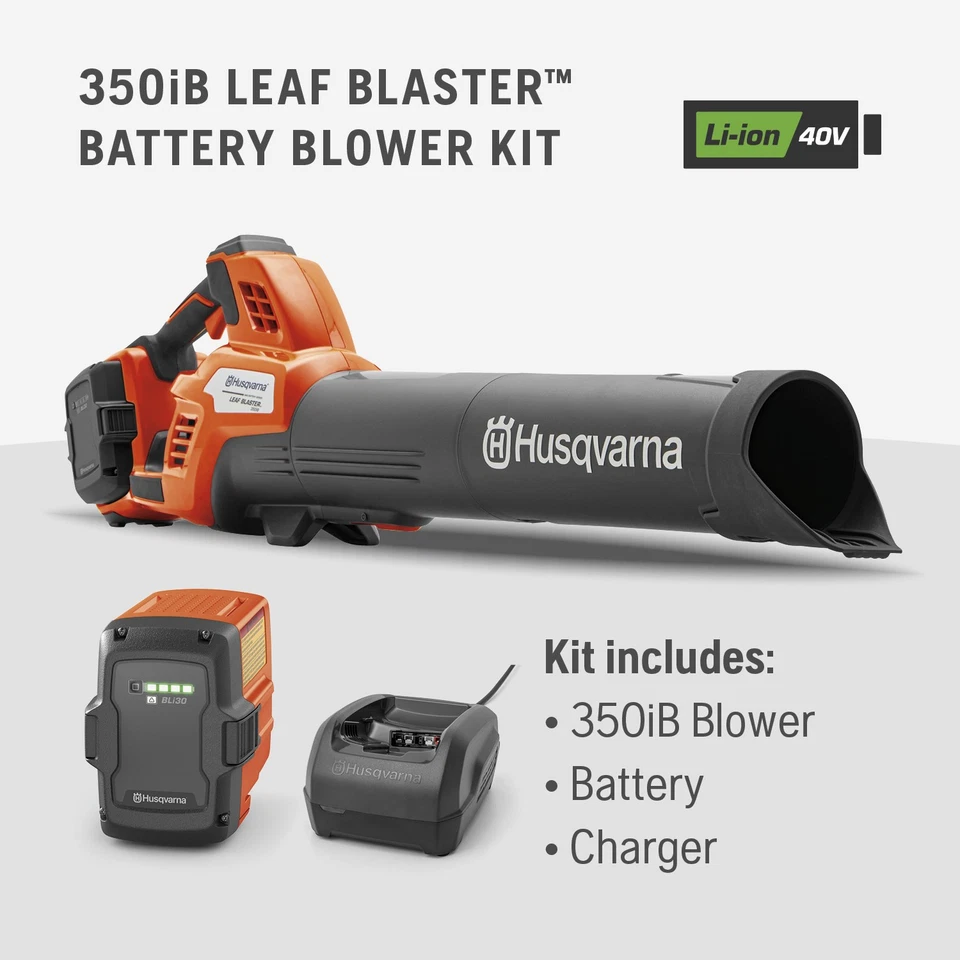 Soplador de hojas inalámbrico Husqvarna Leaf Blaster 350iB alimentado por batería, 200 MPH Foto 3 de 4
