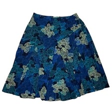 Vintage 90s Chico's Flowy fairy grunge Women's 2 Large Blue Floral A Line Skirt