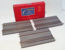 3 x Triang Minic Motorways Road Rail Straight track piece (RM910) - grey *BOXED*