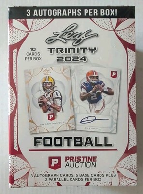 New 2024 Leaf Trinity Football Pristine Auction Edition Box w/ 3 Autographs Auto