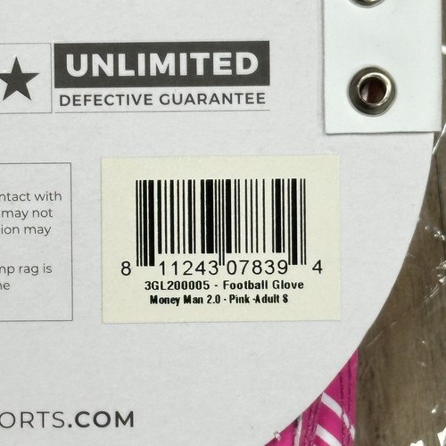 Battle Sports Adult Small Money Man 2.0 Ultra-Stick Football Gloves - Pink - New - Picture 8 of 8