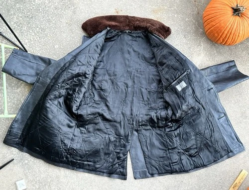 Vintage Leather Belted Barnstormer Coat Aviation Old War Jacket Removable Collar image 4