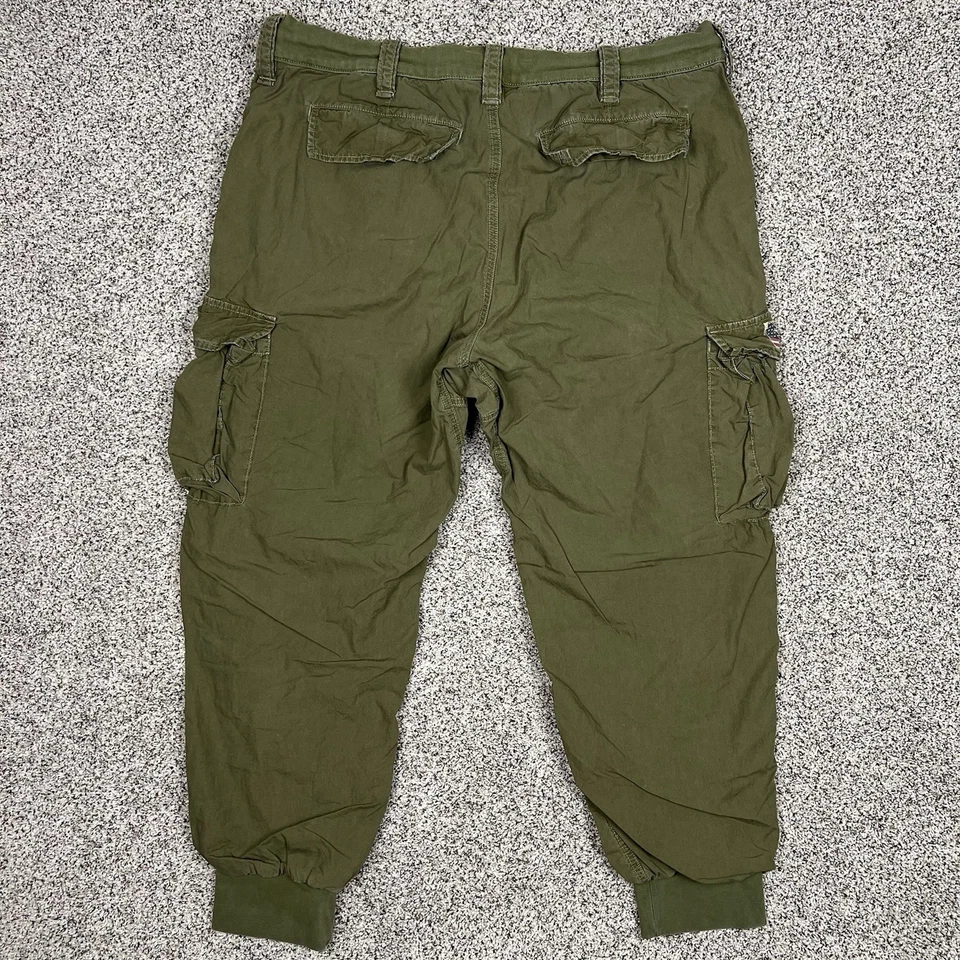 Pantalones Denim & Supply Ralph Lauren Para Hombre 38 Verde Carga Joggers Paracaidista Bandera Foto 3 de 4