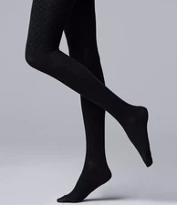 Black VERA WANG Sweater TIGHTS Diamond Pattern  Size 3  Women  165-200 lbs   NWT
